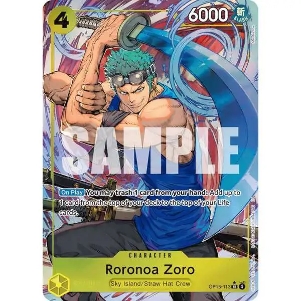 One Piece Trading Card Game Adventure on Kami's Island Super Rare Roronoa Zoro OP15-113 [Alternate Art]