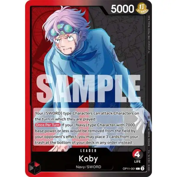 One Piece Trading Card Game A Fist of Divine Speed Leader Koby OP11-001