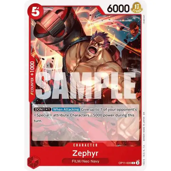 One Piece Trading Card Game A Fist of Divine Speed Common Zephyr OP11-006