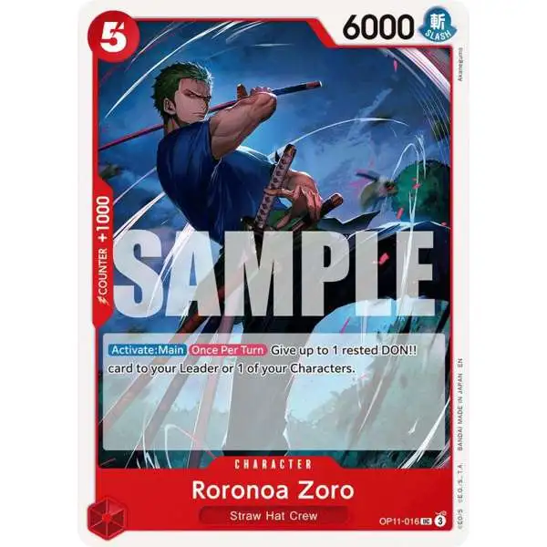 One Piece Trading Card Game A Fist of Divine Speed Uncommon Roronoa Zoro OP11-016