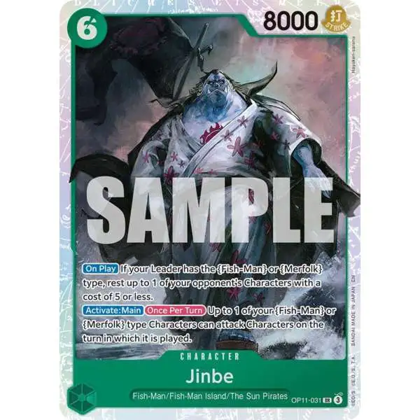 One Piece Trading Card Game A Fist of Divine Speed Super Rare Jinbe OP11-031