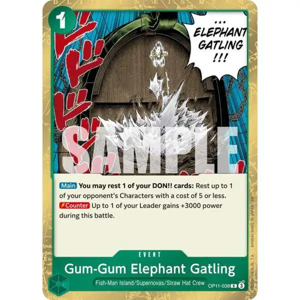 One Piece Trading Card Game A Fist of Divine Speed Rare Gum-Gum Elephant Gatling OP11-038