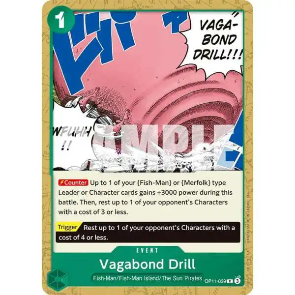 One Piece Trading Card Game A Fist of Divine Speed Common Vagabond Drill OP11-039