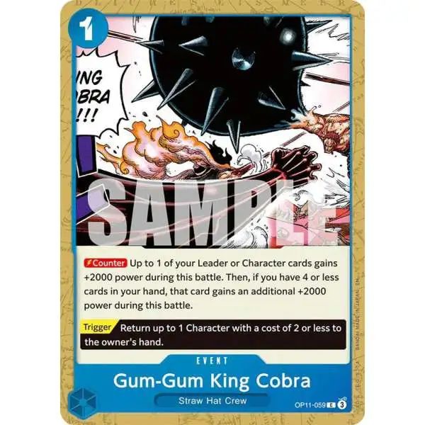 One Piece Trading Card Game A Fist of Divine Speed Common Gum-Gum King Cobra OP11-059