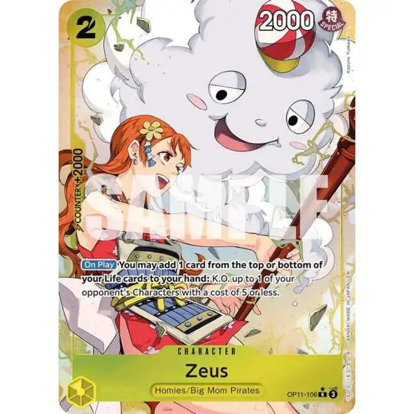 One Piece Trading Card Game A Fist of Divine Speed Rare Zeus OP11-106 [Alternate Art]