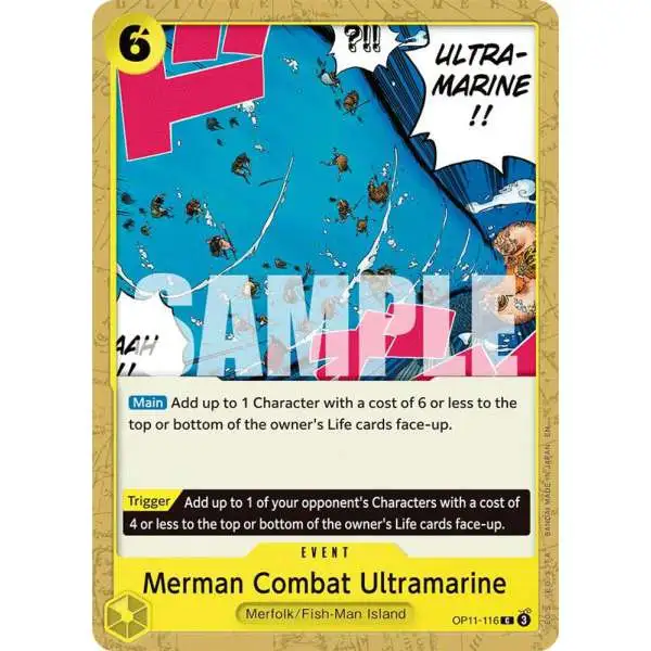 One Piece Trading Card Game A Fist of Divine Speed Common Merman Combat Ultramarine OP11-116