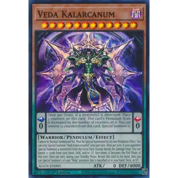 YuGiOh Trading Card Game Age of Overlord Super Rare Veda Kalarcanum AGOV-EN005