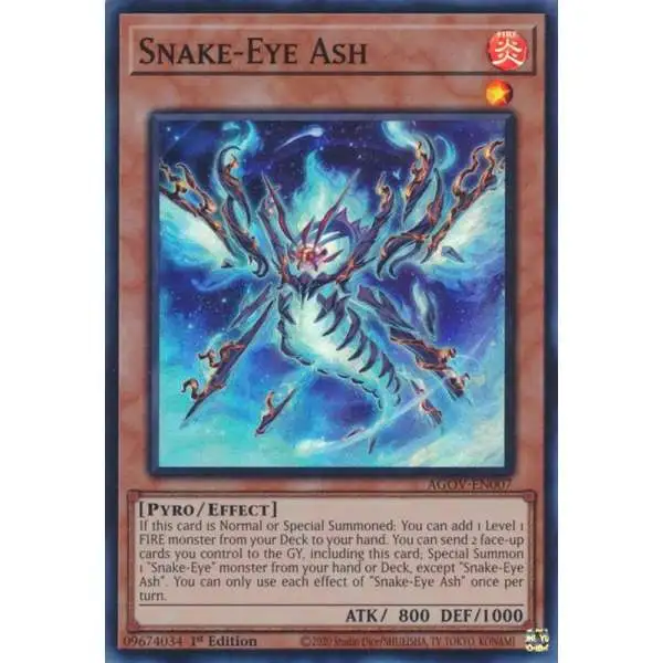 YuGiOh Trading Card Game Age of Overlord Super Rare Snake-Eye Ash AGOV-EN007