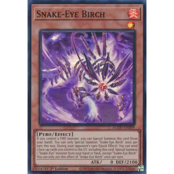 YuGiOh Trading Card Game Age of Overlord Super Rare Snake-Eye Birch AGOV-EN009