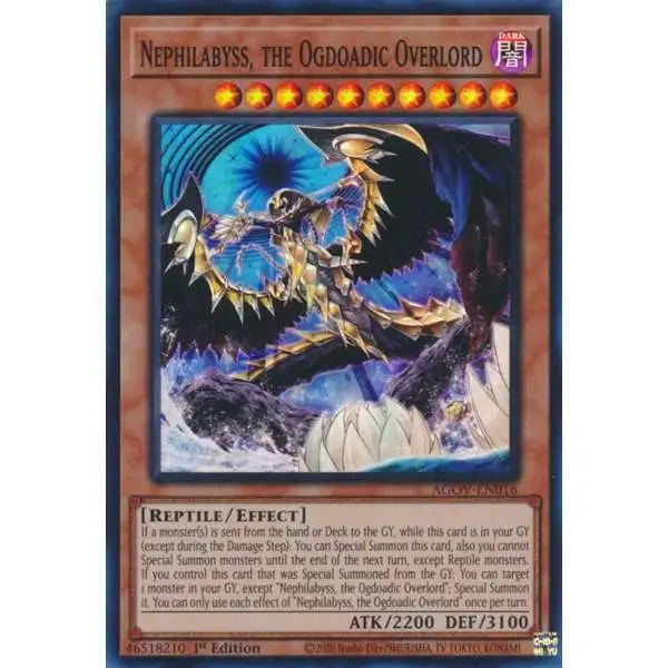 YuGiOh Trading Card Game Age of Overlord Super Rare Nephilabyss, the Ogdoadic Overlord AGOV-EN016