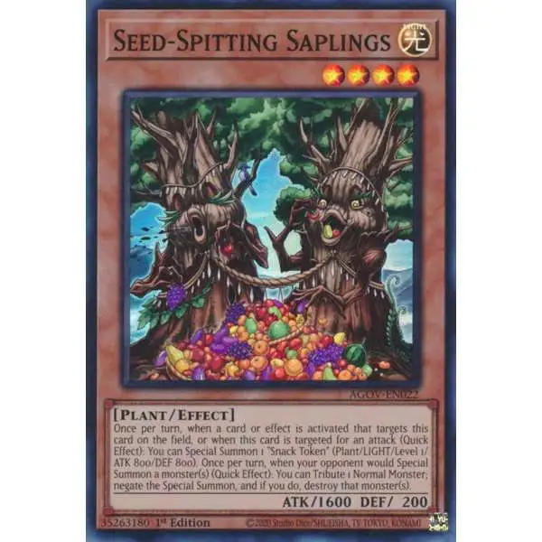 YuGiOh Trading Card Game Age of Overlord Super Rare Seed-Spitting Saplings AGOV-EN022