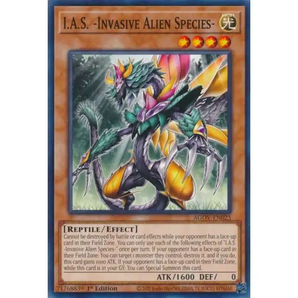 YuGiOh Trading Card Game Age of Overlord Common I.A.S. -Invasive Alien Species- AGOV-EN023
