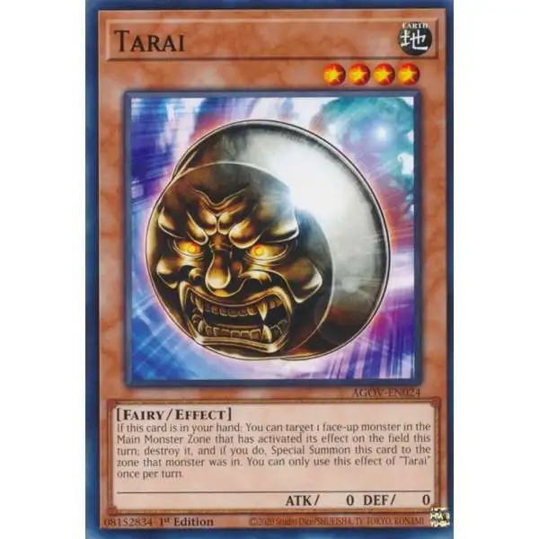 YuGiOh Trading Card Game Age of Overlord Common Tarai AGOV-EN024