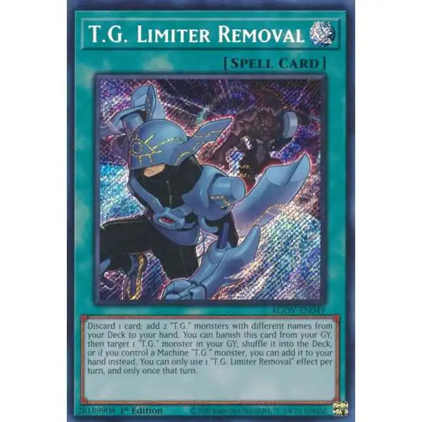 YuGiOh Trading Card Game Age of Overlord Secret Rare T.G. Limiter Removal AGOV-EN049