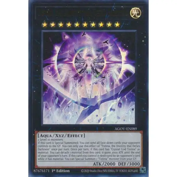 YuGiOh Trading Card Game Age of Overlord Ultra Rare Tistina, the Divinity that Defies Darkness AGOV-EN089