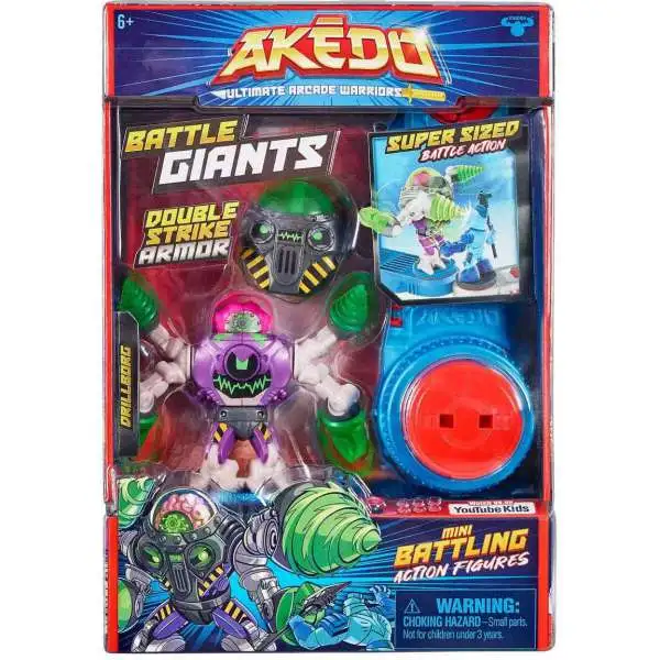 Akedo Ultimate Arcade Warriors Battle Giants Drillborg Mini Battling Action Figure