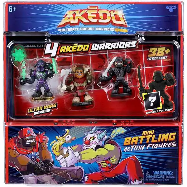 Akedo Ultimate Arcade Warriors Darksting, Axel, Nightblade & MYSTERY Character Mini Battling Action Figure FIGHT 4-Pack
