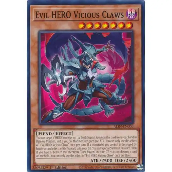 YuGiOh Trading Card Game Alliance Insight Common Evil HERO Vicious Claws ALIN-EN005