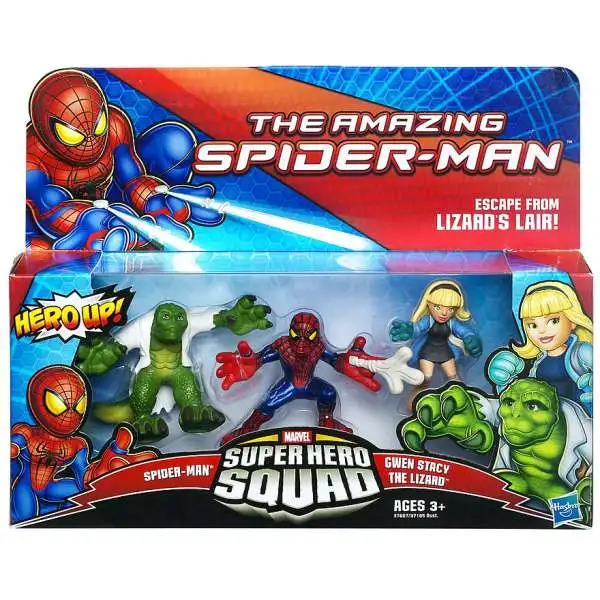 Marvel The Amazing Spider-Man Super Hero Squad Escape From Lizard's Lair Action Figure 3-Pack
