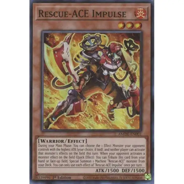 YuGiOh Trading Card Game Amazing Defenders Super Rare Rescue-ACE Impulse AMDE-EN001