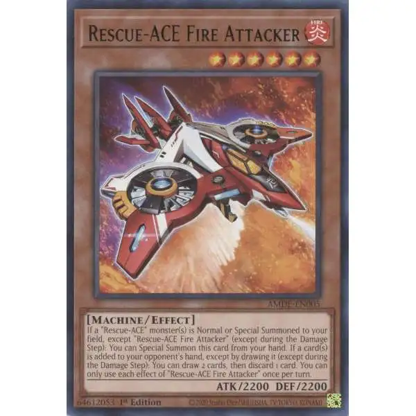 YuGiOh Trading Card Game Amazing Defenders Rare Rescue-ACE Fire Attacker AMDE-EN005