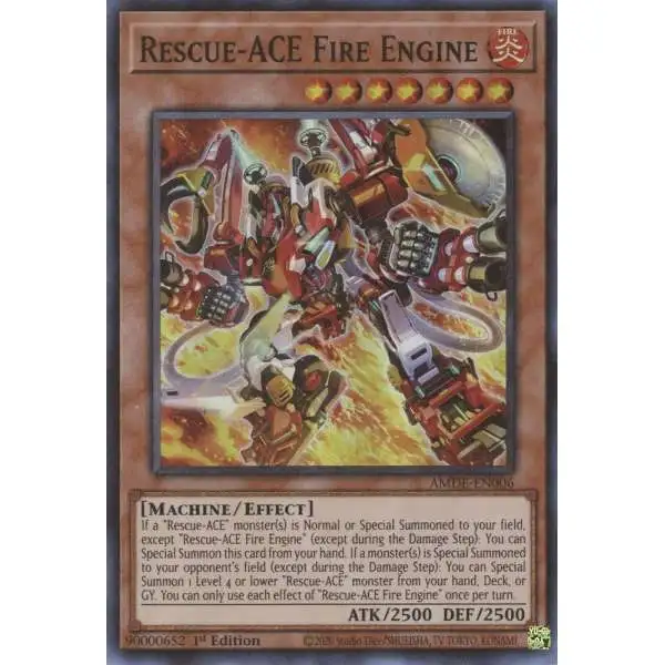 YuGiOh Trading Card Game Amazing Defenders Super Rare Rescue-ACE Fire Engine AMDE-EN006
