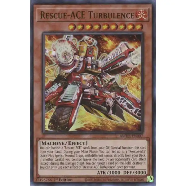 YuGiOh Trading Card Game Amazing Defenders Ultra Rare Rescue-ACE Turbulence AMDE-EN007
