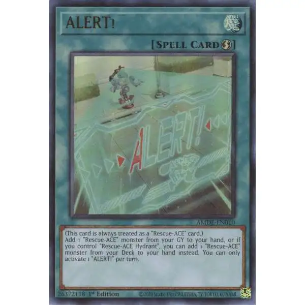 YuGiOh Trading Card Game Amazing Defenders Ultra Rare ALERT! AMDE-EN010