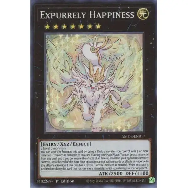 YuGiOh Trading Card Game Amazing Defenders Super Rare Expurrely Happiness AMDE-EN017
