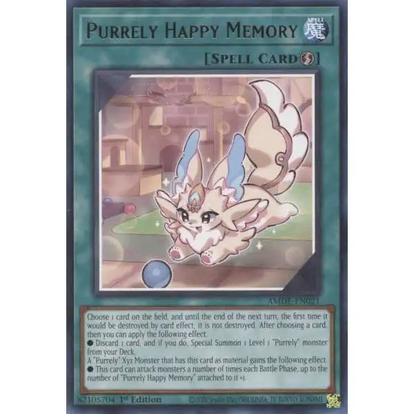 YuGiOh Trading Card Game Amazing Defenders Rare Purrely Happy Memory AMDE-EN021