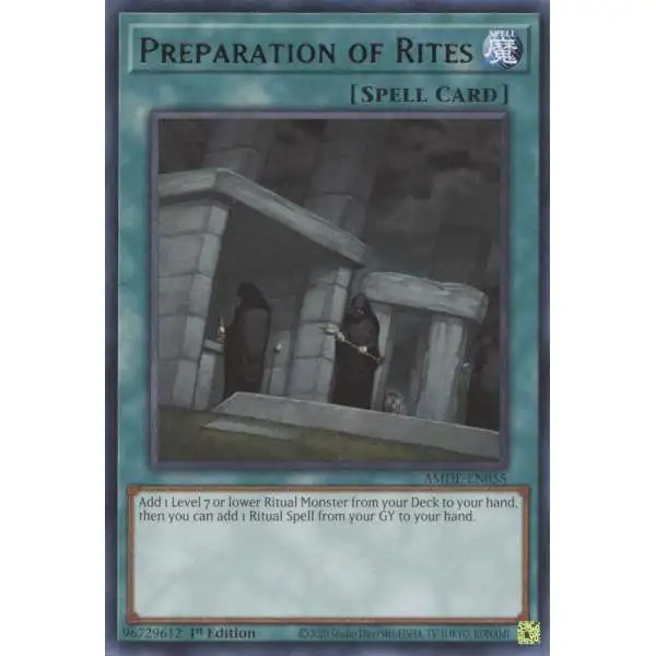 YuGiOh Trading Card Game Amazing Defenders Rare Preparation of Rites AMDE-EN055