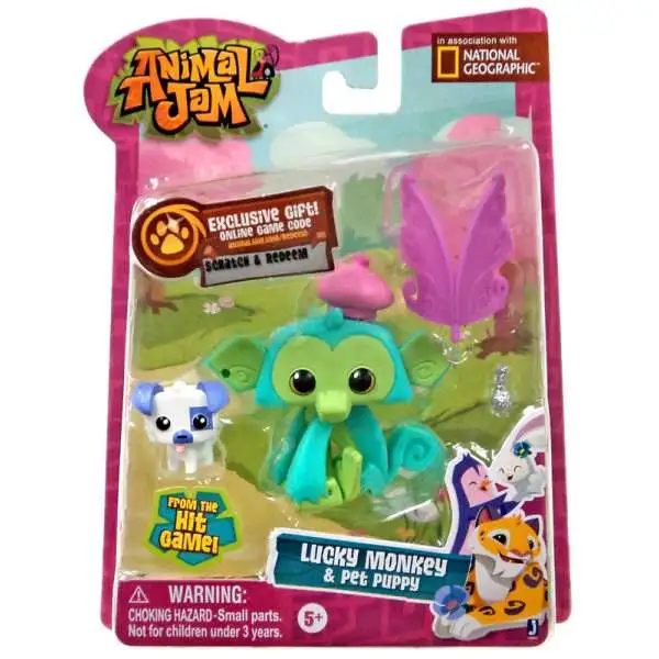 Animal Jam Lucky Monkey & Pet Puppy Mini Figure 2-Pack