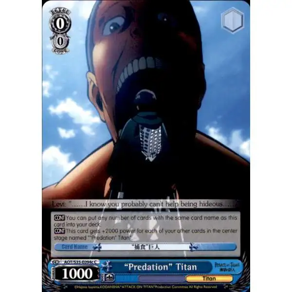 Weiss Schwarz Trading Card Game Attack on Titan Common "Predation" Titan E094c
