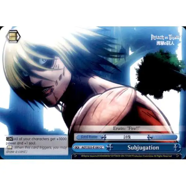 Weiss Schwarz Trading Card Game Attack on Titan Climax Common Subjugation E100