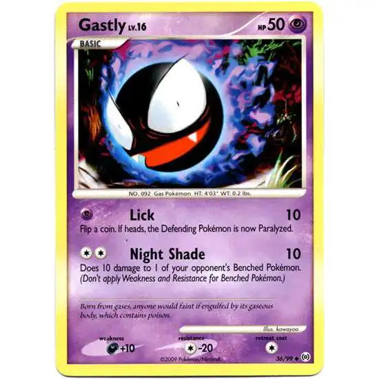 Pokemon Trading Card Game Platinum Arceus Uncommon Gastly #36 [Reverse Holo] [Moderately Played]