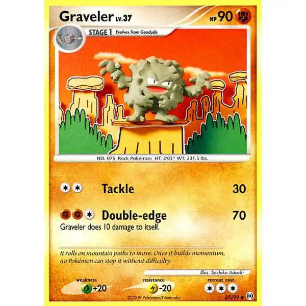Pokemon Trading Card Game Platinum Arceus Uncommon Graveler #37 [Reverse Holo] [Moderately Played]