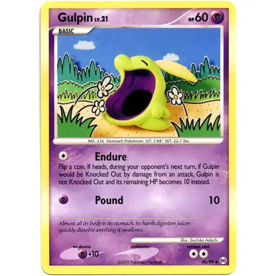 Pokemon Trading Card Game Platinum Arceus Uncommon Gulpin #40 [Reverse Holo] [Moderately Played]