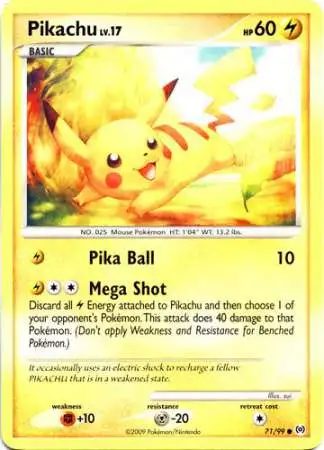 Pokemon Trading Card Game Platinum Arceus Common Pikachu #71