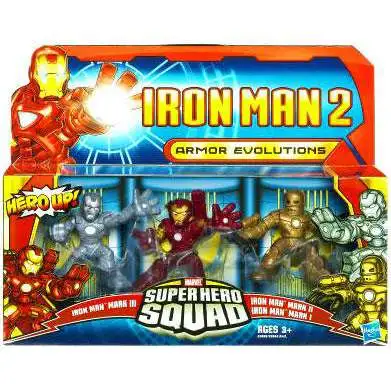 Iron Man 2 Superhero Squad Iron Man Mark I, II & III Action Figure 3-Pack [Armor Evolutions]