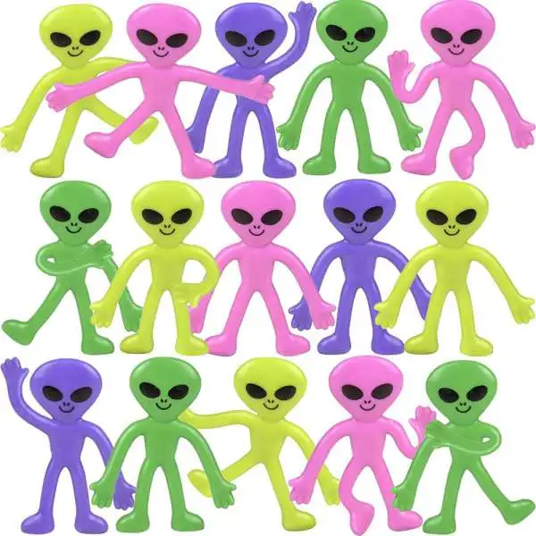 Birthday Party Favors Aliens 2.25-Inch Bendable Figure 48-Pack [4 Assorted Colors!]
