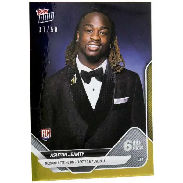 NFL Las Vegas Raiders 2025 NOW Football Draft 37/50 Ashton Jeanty D-2 [Rookie Card, 6th Overall Draft Pick, Gold Foil]