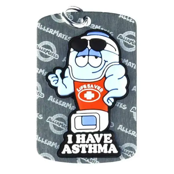 AllerMates Asthma Allergy Alert Tag [Puffer, Silver]