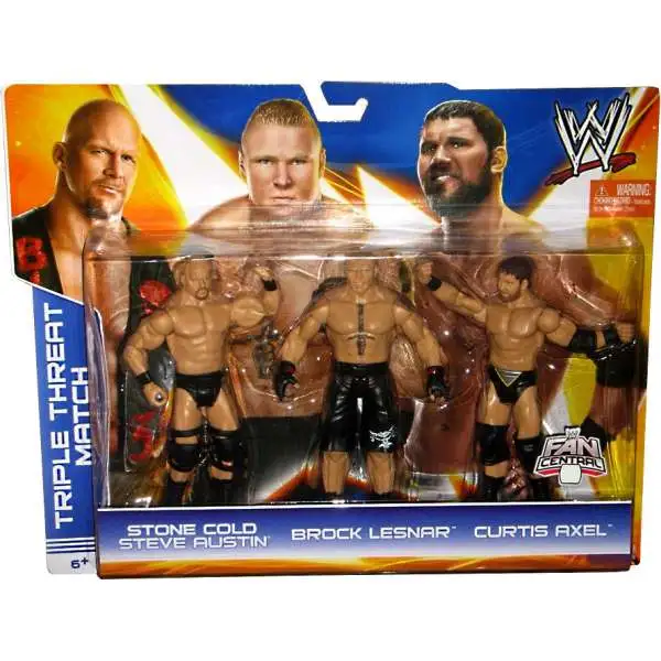 WWE Wrestling Stone Cold Steve Austin, Brock Lesnar & Curtis Axel Exclusive Action Figure 3-Pack [Triple Threat Match, Damaged Package]