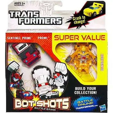 Transformers Bot Shots Battle Game Sentinel Prime, Prowl & Bumblebee Action Figure 3-Pack