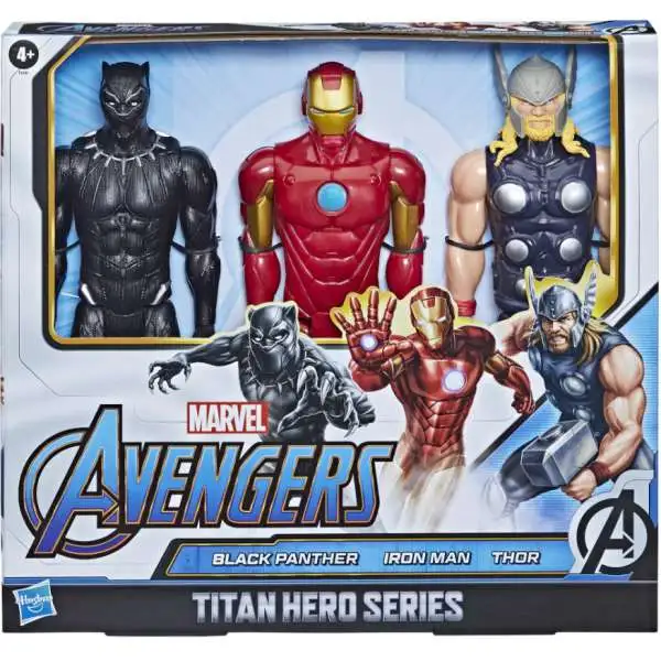 Marvel Avengers Titan Hero Series Black Panther, Iron Man & Thor Action Figure 3-Pack