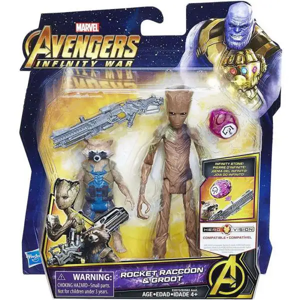 Marvel Avengers Infinity War Rocket Raccoon & Groot Deluxe Action Figure [with Stone]