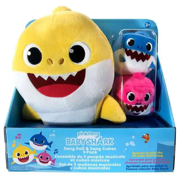 Pinkfong Baby Shark Song Doll & Song Cubes Exclusive Plush 3-Pack Set