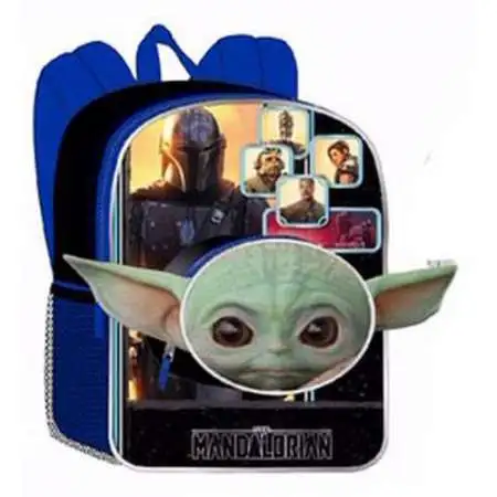 Star Wars The Mandalorian Baby Yoda / Grogu 16-Inch Backpack [Head-Shaped Front Pocket]