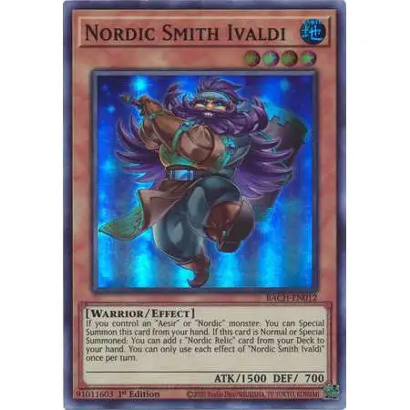 YuGiOh Battle of Chaos Super Rare Nordic Smith Ivaldi BACH-EN012