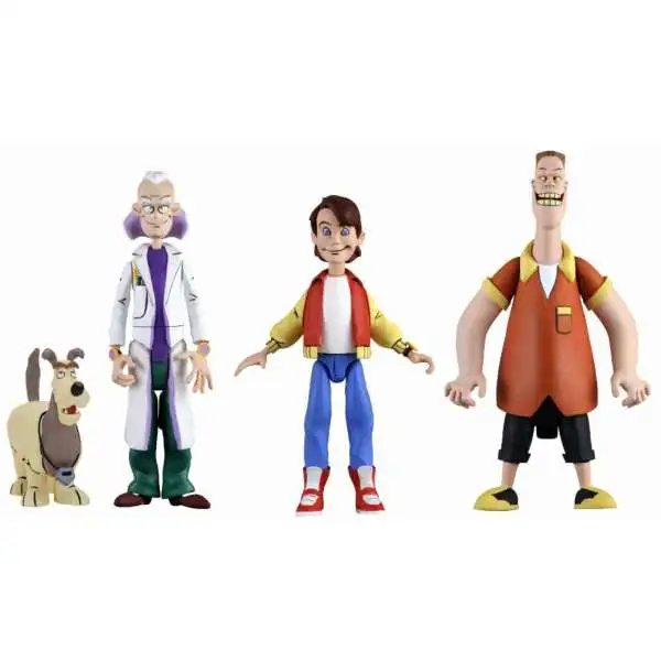 NECA Back to the Future The Animated Series Toony Classics Doc Brown, Marty McFly & Biff Set of 3 Action Figures